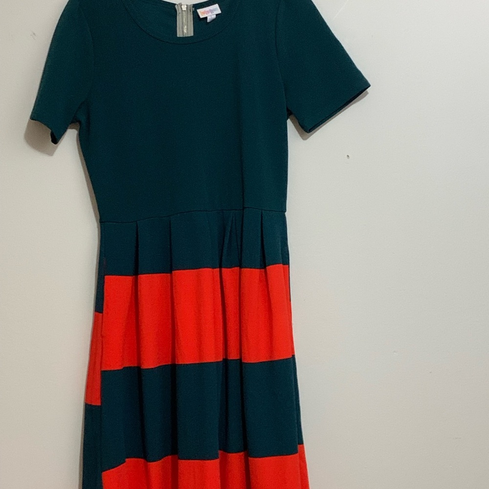 Striped green and red jacquard Amelia